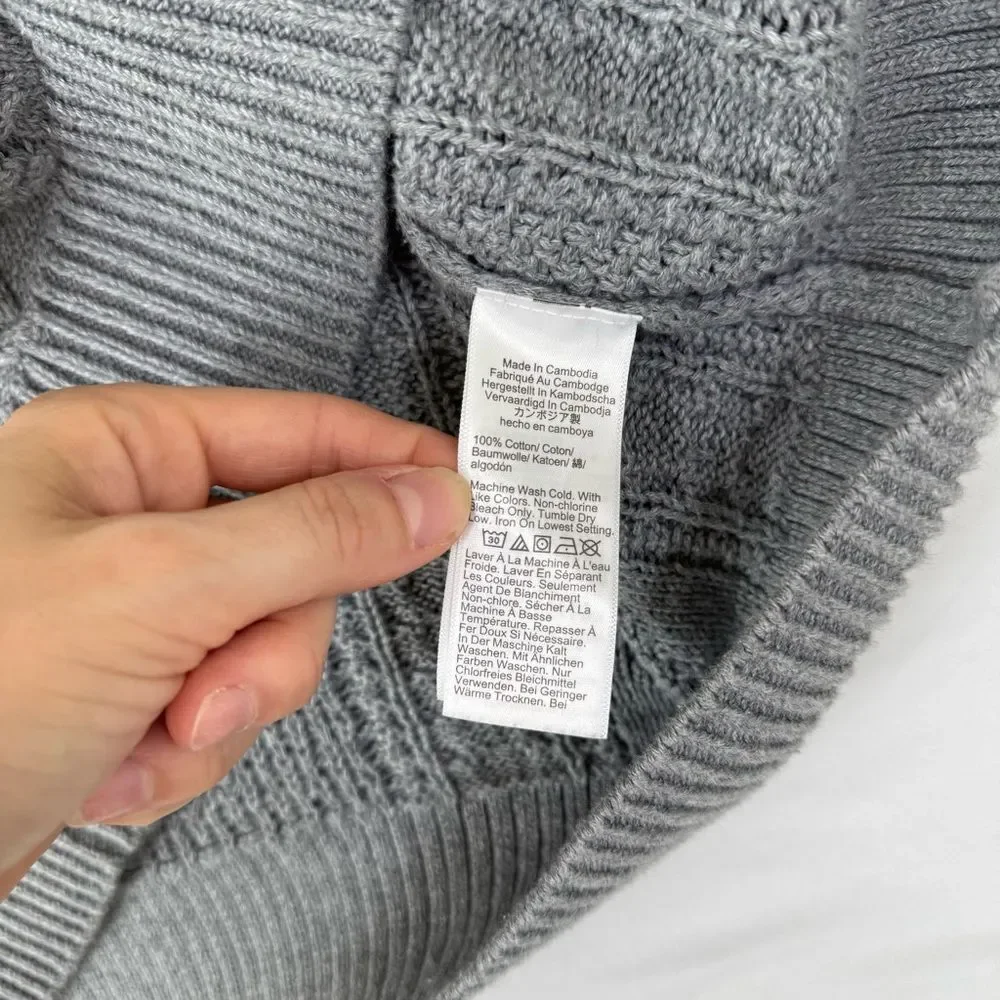 J. Crew Cable Knit Cotton Gray Women's Sweater Small